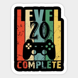 Vintage 20th Wedding Anniversary Level 20 Complete Video Gamer Birthday Gift Ideas Sticker